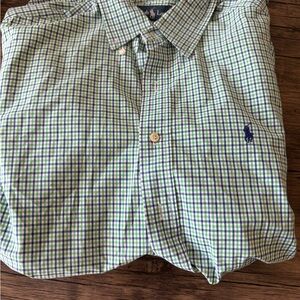 Men's Green and Blue Checkered Shirt